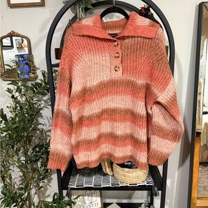 Design 365 Coral Striped Turtleneck Sweater plus size size 1x